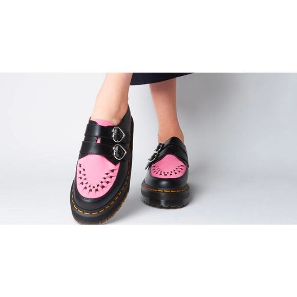 Dr. Martens  Lazy Oaf Platform Pink Black Buckle Creeper collab Leather SZ 6/7 - Picture 2 of 12
